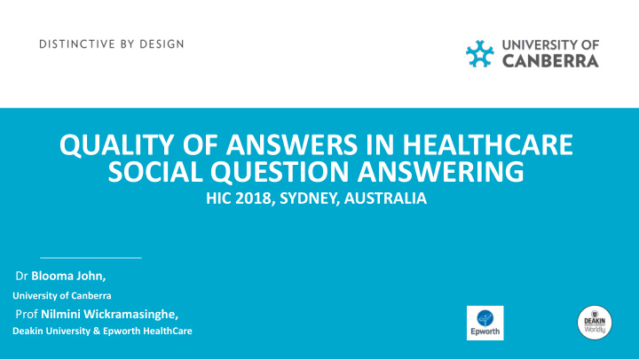 quality of answers in healthcare social question answering