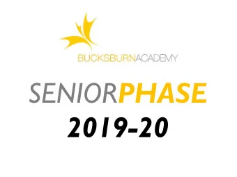 SENIOR PHASE  2019-20  Bucksburn Expectations  Returning  to  school  will  involve  you agreeing