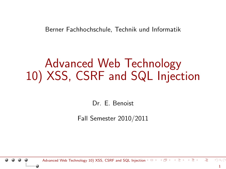 advanced web technology 10 xss csrf and sql injection