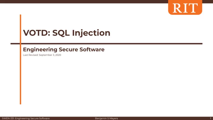 votd sql injection