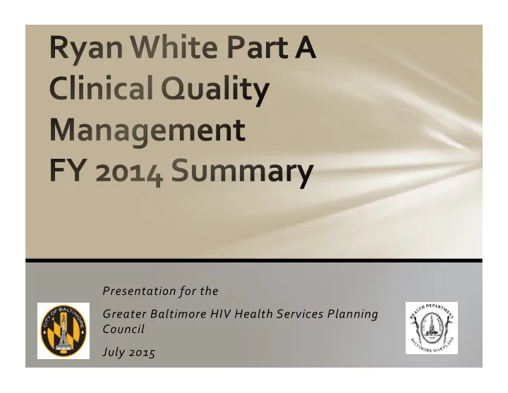 presentation for the greater baltimore hiv health