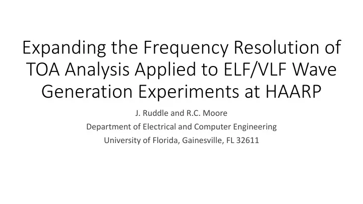 expanding the frequency resolution of toa analysis