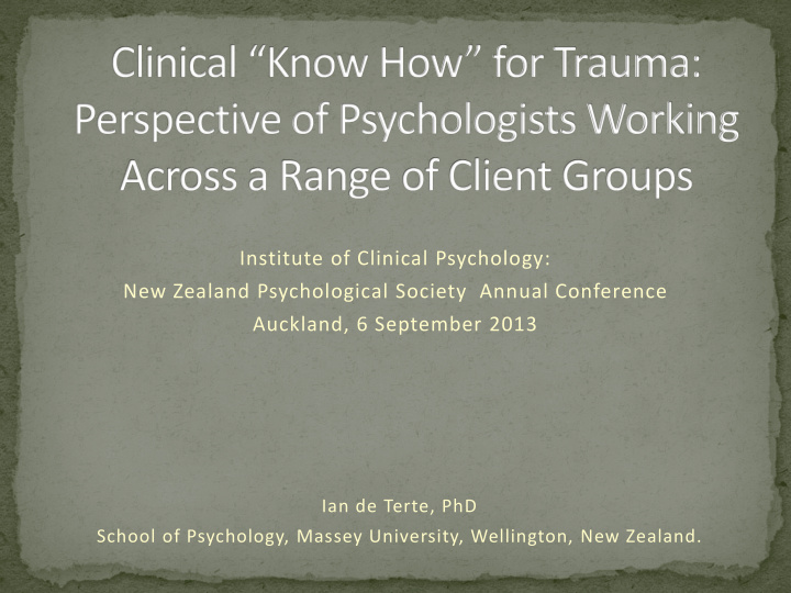 institute of clinical psychology new zealand