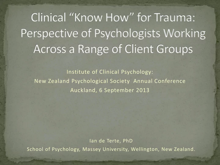 institute of clinical psychology new zealand