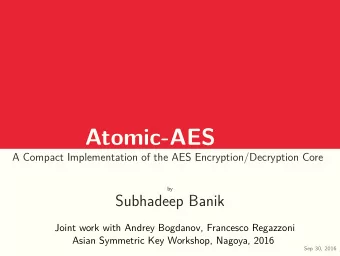 Atomic-AES  .  A Compact Implementation of the AES Encryption/Decryption Core  .  by  .  Subhadeep