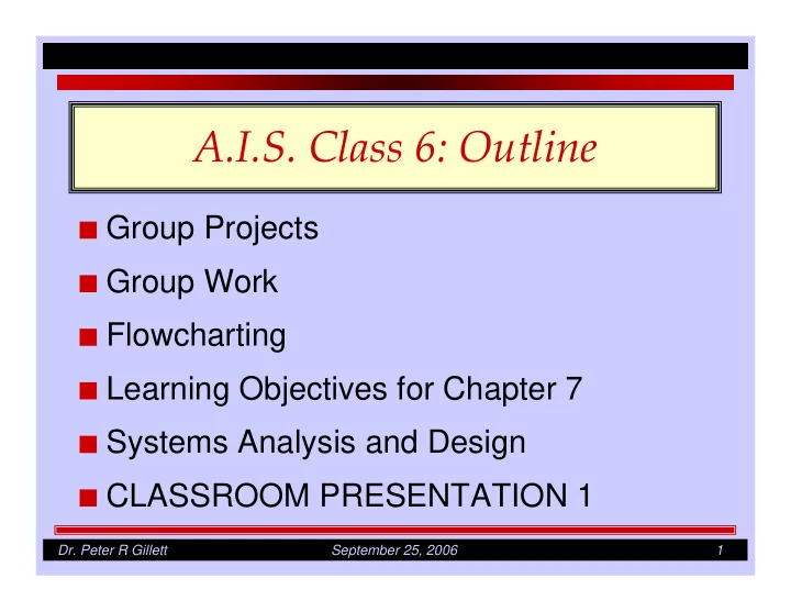 a i s class 6 outline