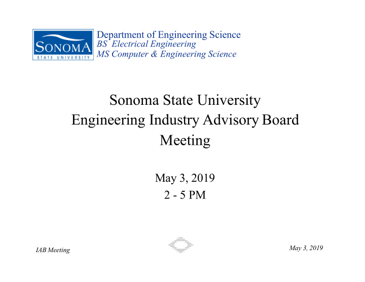 sonoma state university engineering industry advisory