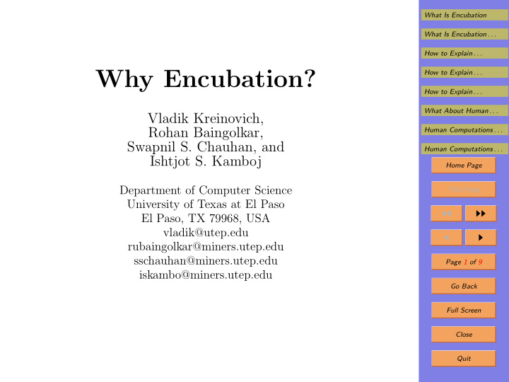 why encubation