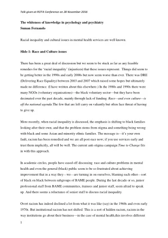 The whiteness of knowledge in psychology and psychiatry  Suman Fernando  Racial inequality and