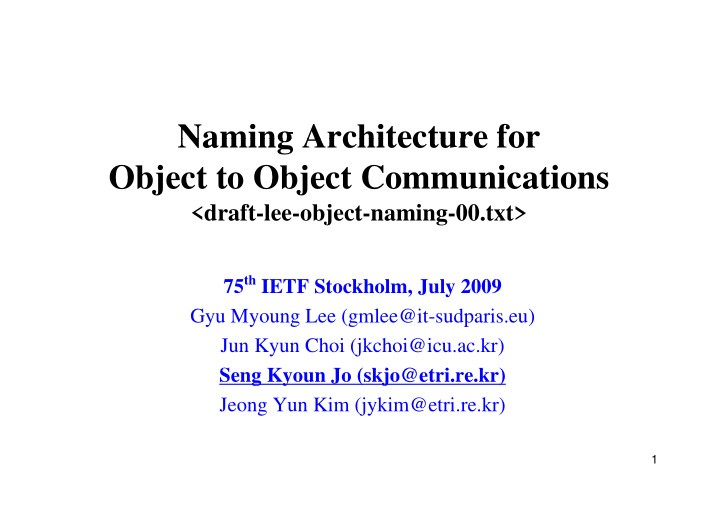 naming architecture for naming architecture for object to