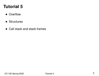 Tutorial 5  Overflow  Structures  Call stack and stack frames  1  CS 136 Spring 2020