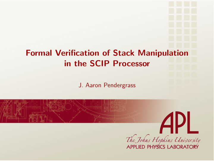 formal verification of stack manipulation in the scip