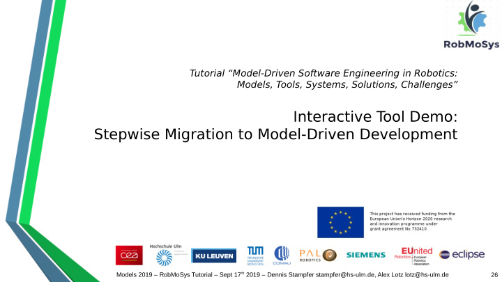 interactive t ool demo stepwise migration to model driven