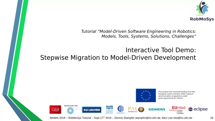 interactive t ool demo stepwise migration to model driven