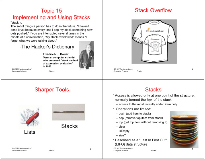 stack overflow topic 15 implementing and using stacks i l