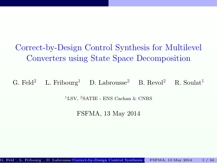 correct by design control synthesis for multilevel
