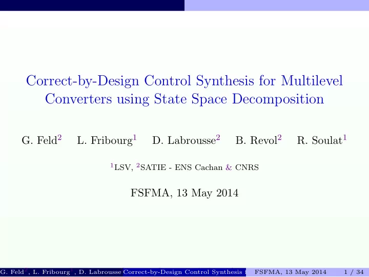 correct by design control synthesis for multilevel