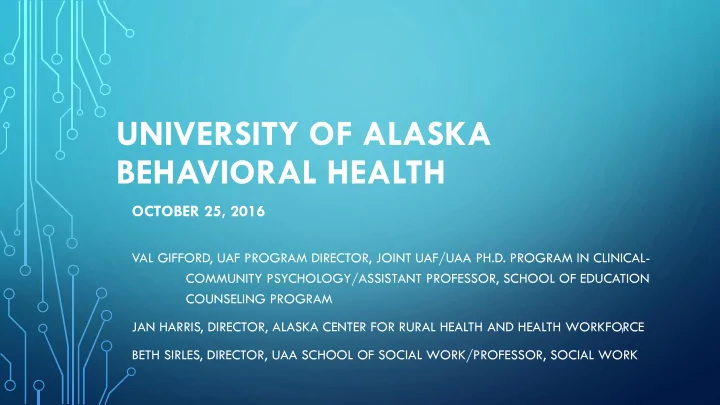 university of alaska