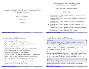Lecture 2: Introduction to Crossed Products and More  1129 July 2016  Examples of Actions