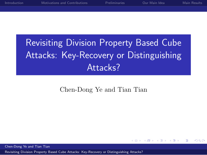 revisiting division property based cube attacks key