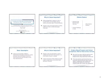 1  Status of EBTs  Status of EBTs  Status of EBTS  Little research related to evidence-based