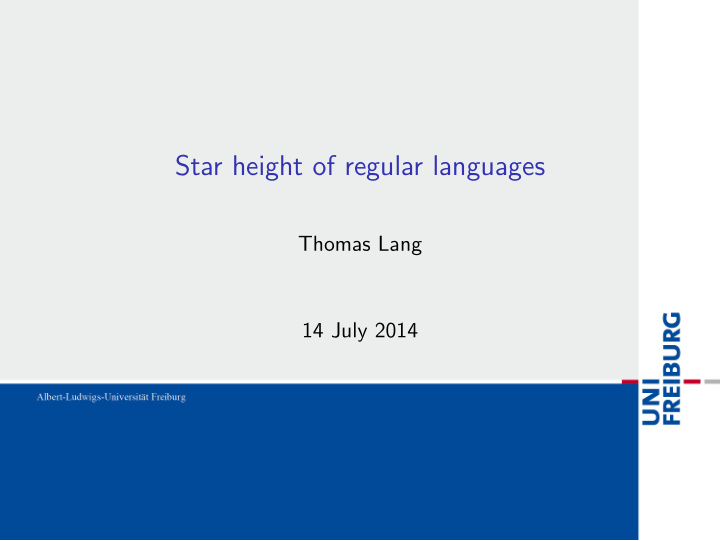 star height of regular languages