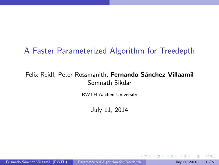 a faster parameterized algorithm for treedepth