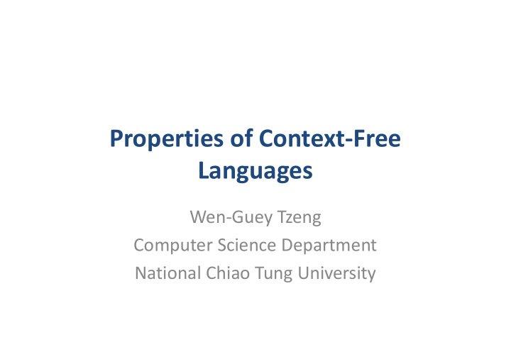 properties of context free languages