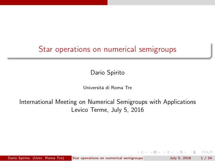 star operations on numerical semigroups