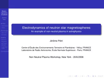 Electrodynamics of neutron star magnetospheres  Theory  Electrosphere  An example of non-neutral