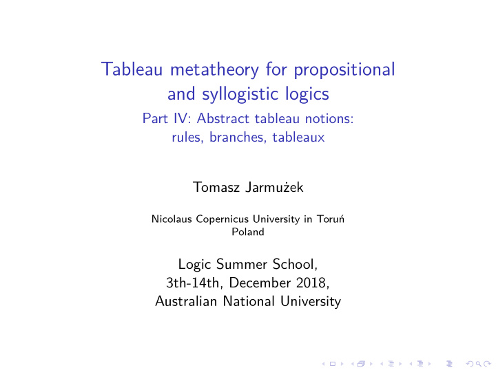 tableau metatheory for propositional and syllogistic