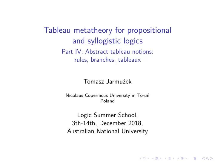tableau metatheory for propositional and syllogistic