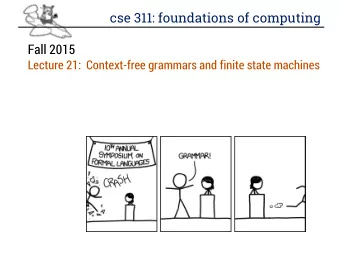 cse 311: foundations of computing  Fall 2015 Lecture 21:  Context-free grammars and finite state