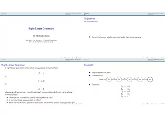 Objectives  You should be able to ...  Right-Linear Grammars  Dr. Mattox Beckman  Convert