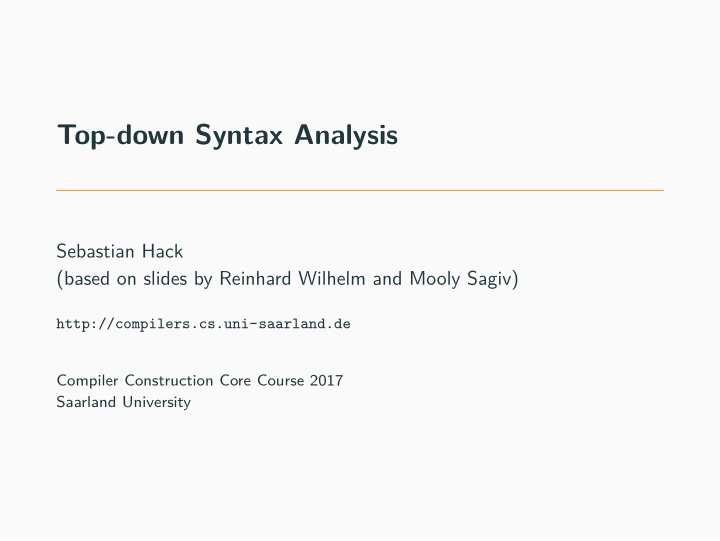 top down syntax analysis