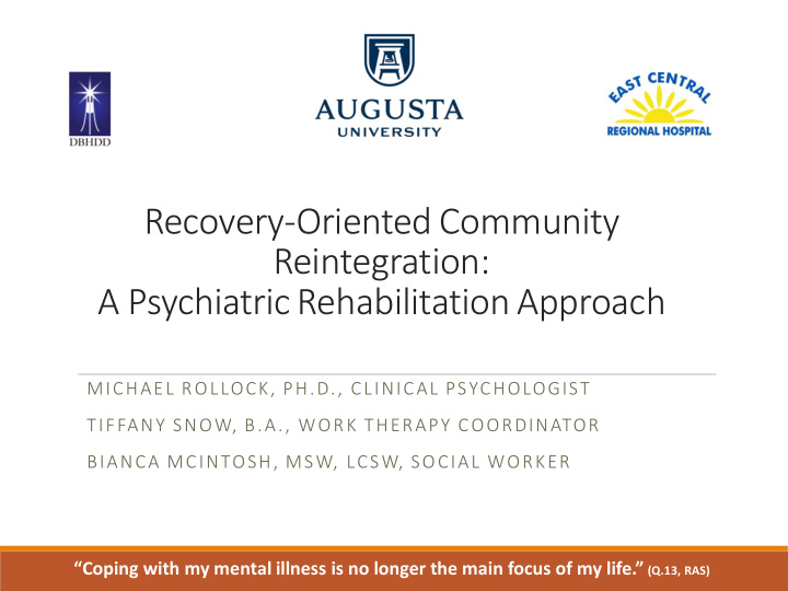 recovery oriented community reintegration a psychiatric