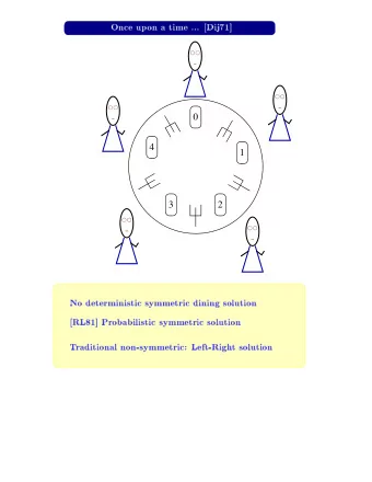 0  4  1  3  2  No  deterministic  symmetric  dining  solution  [RL81]  Probabilistic  symmetric