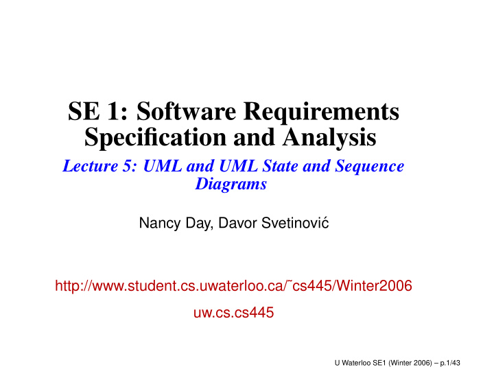 se 1 software requirements specification and analysis