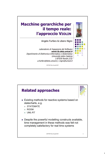 Macchine gerarchiche per  il tempo reale: lapproccio V IOLIN  Angelo Furfaro &amp; Libero Nigro