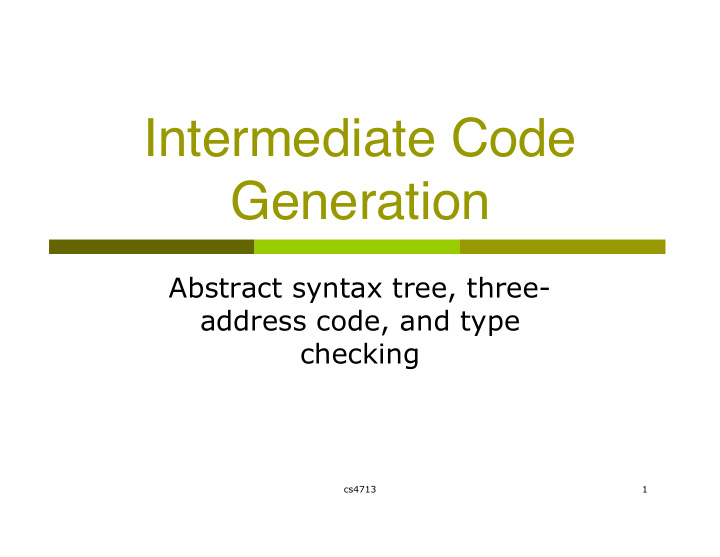 intermediate code generation