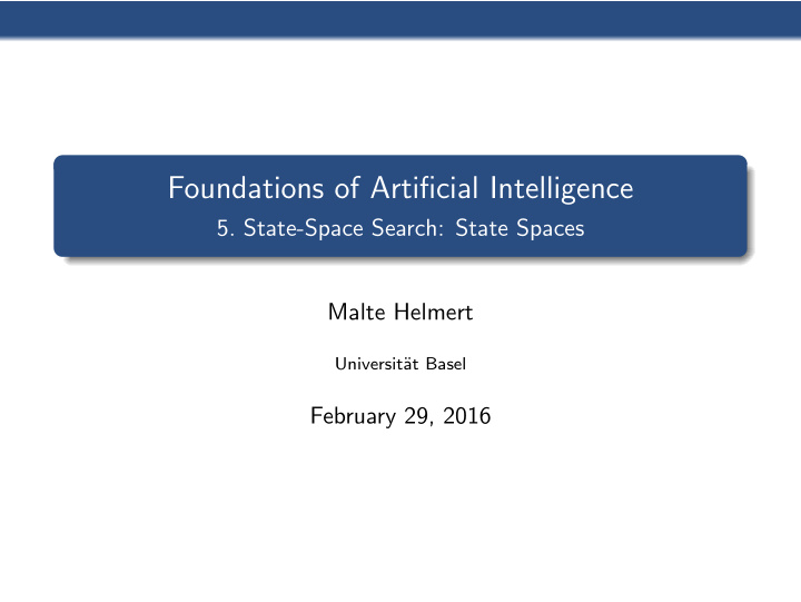 foundations of artificial intelligence