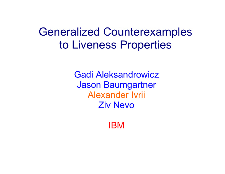 generalized counterexamples to liveness properties