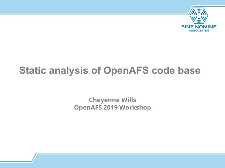 static analysis of openafs code base