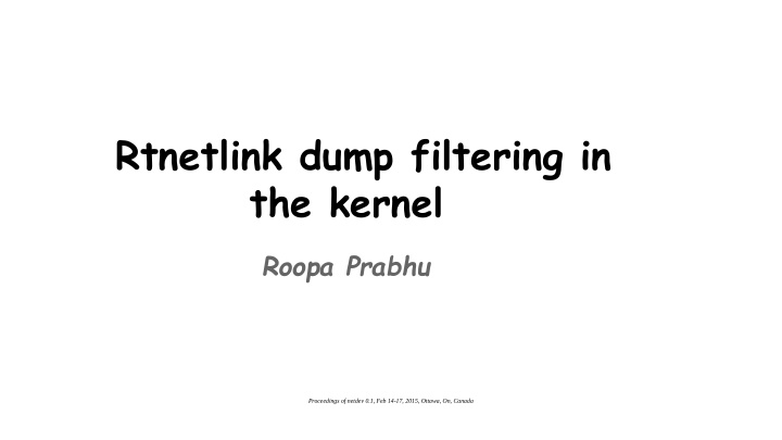 rtnetlink dump filtering in the kernel