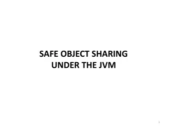 SAFE OBJECT SHARING  UNDER THE JVM  1  Topics  Visibility  Publication &amp; Escape