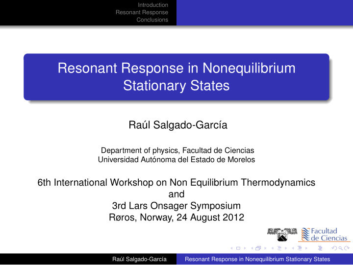 resonant response in nonequilibrium stationary states