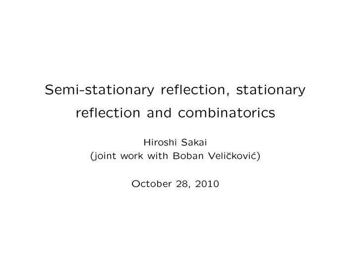 semi stationary reflection stationary reflection and