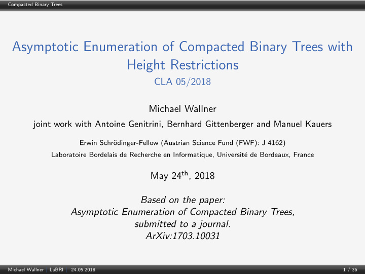 asymptotic enumeration of compacted binary trees with
