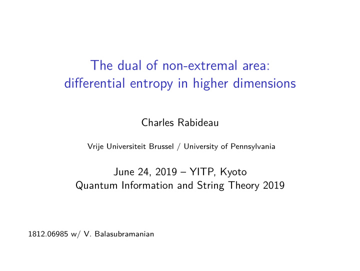 the dual of non extremal area difgerential entropy in