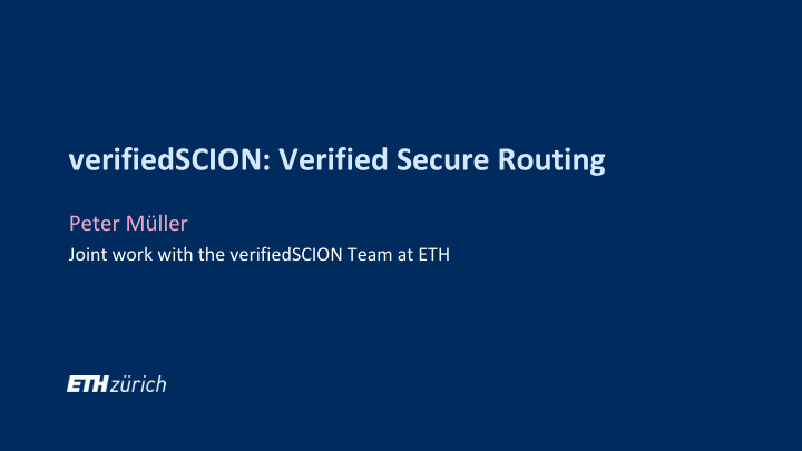 verifiedscion verified secure routing